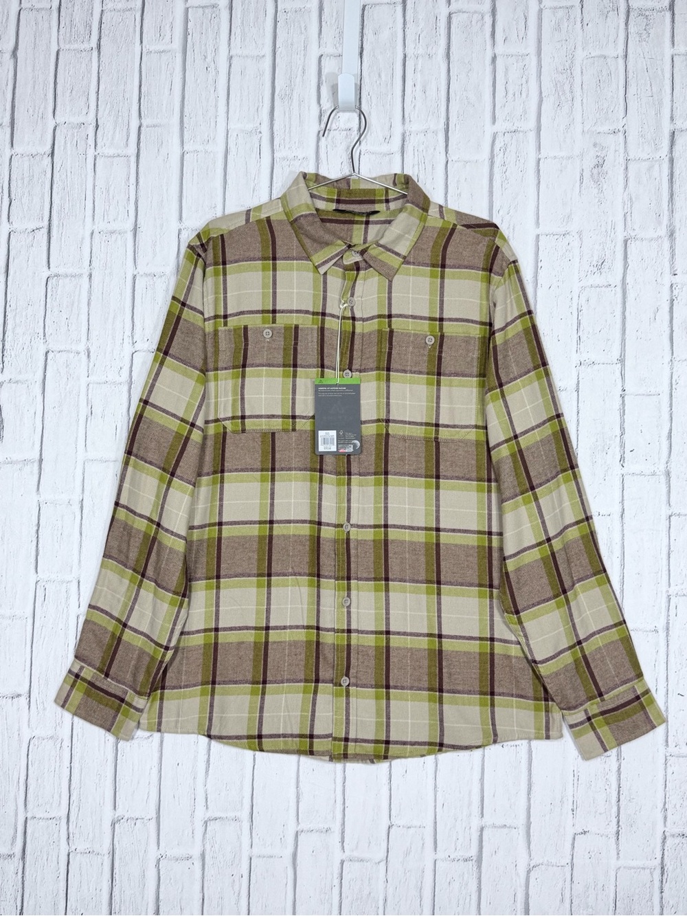 🌿 Alpine Design Brown Green Plaid Flannel Shirt Large NWT